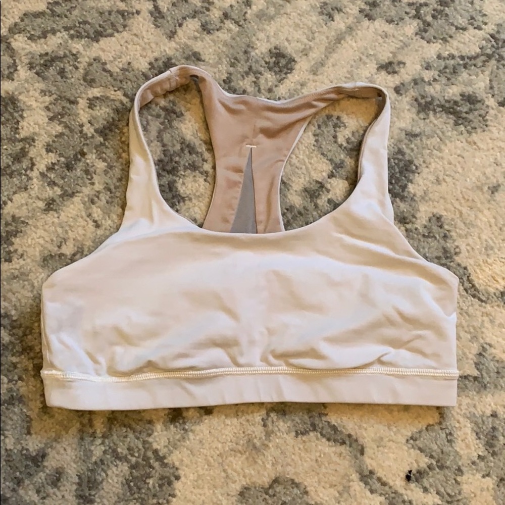 Lululemon white “invigorate” sports bra size 10